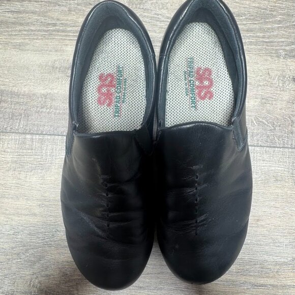 SAS Viva Black Leather Slip On Loafers Women's Size 8 - Picture 2 of 6